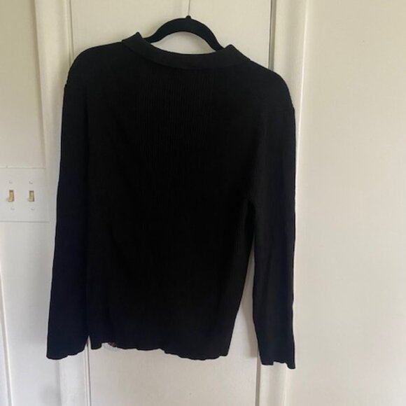 J Crew Black Collared Polo Sweater with Buttons Ribbed XXL - Picture 5 of 5